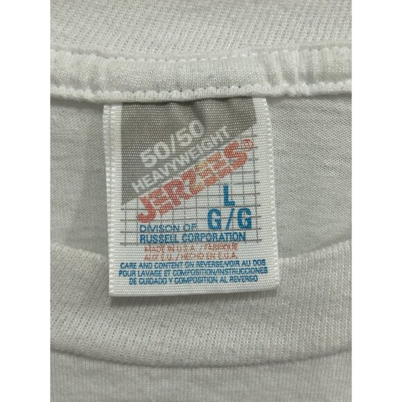 Jerzees Jaguar Embroidered T-Shirt White Sz Large Crewneck Short Sleeve Casual - Picture 5 of 9